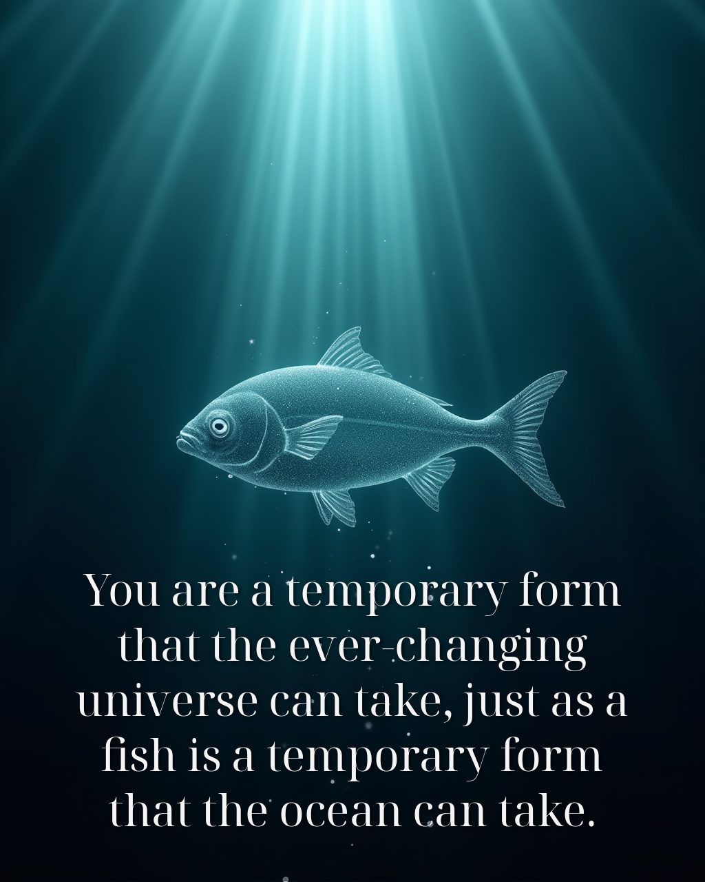 You are a temporary form that the ever-changing universe can take, just as a fish is a temporary form that the ocean can take.