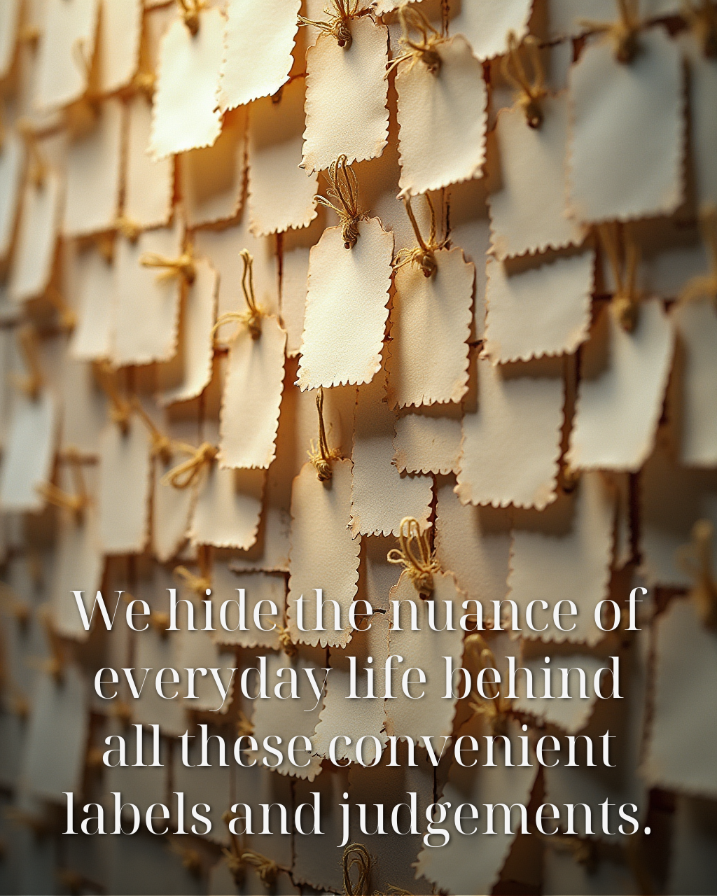 We hide the nuance of everyday life behind all these convenient labels and judgements.