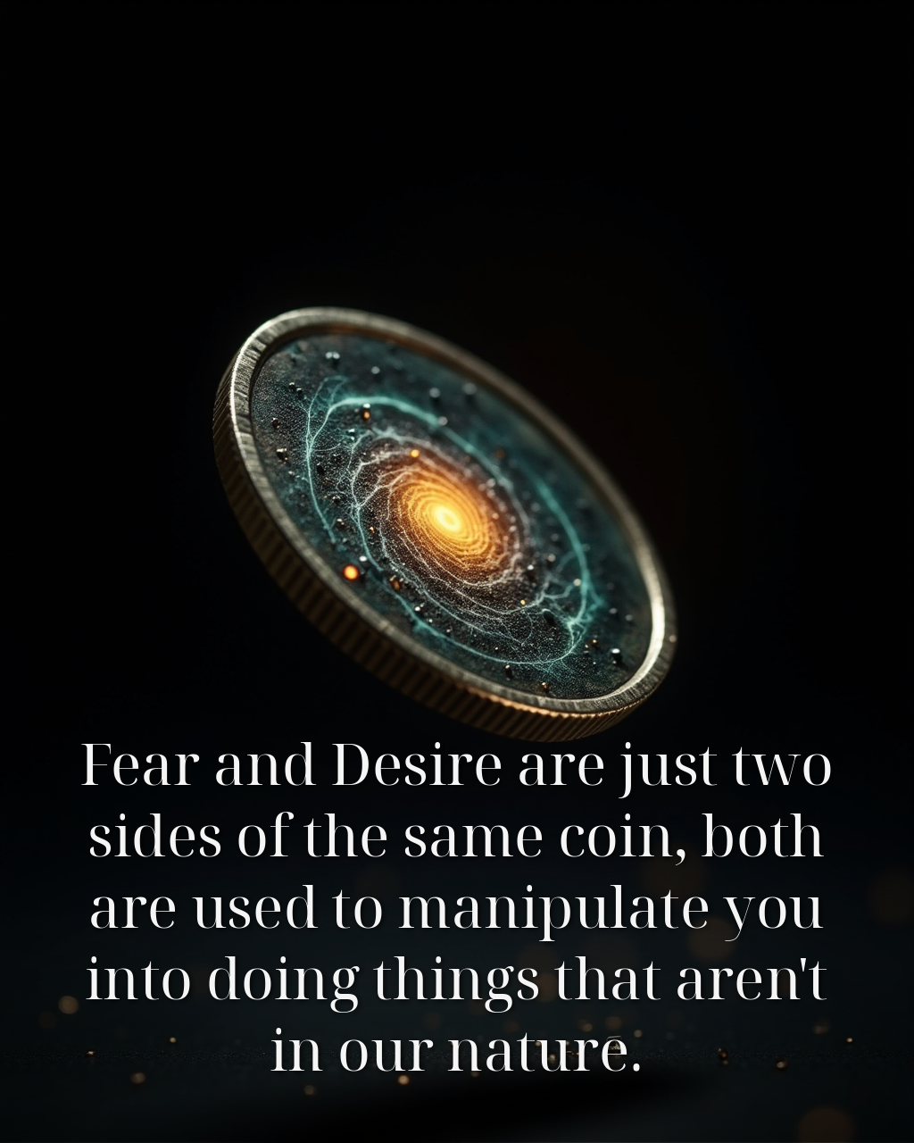 Fear and Desire are just two sides of the same coin, both are used to manipulate you into doing things that aren't in our nature.