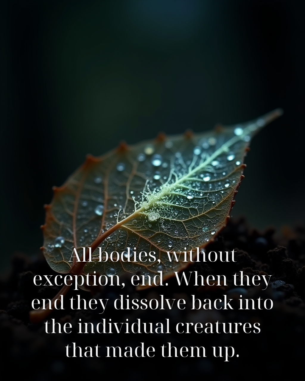 All bodies, without exception, end. When they end they sort of dissolve back into the individual creatures that made them up.
