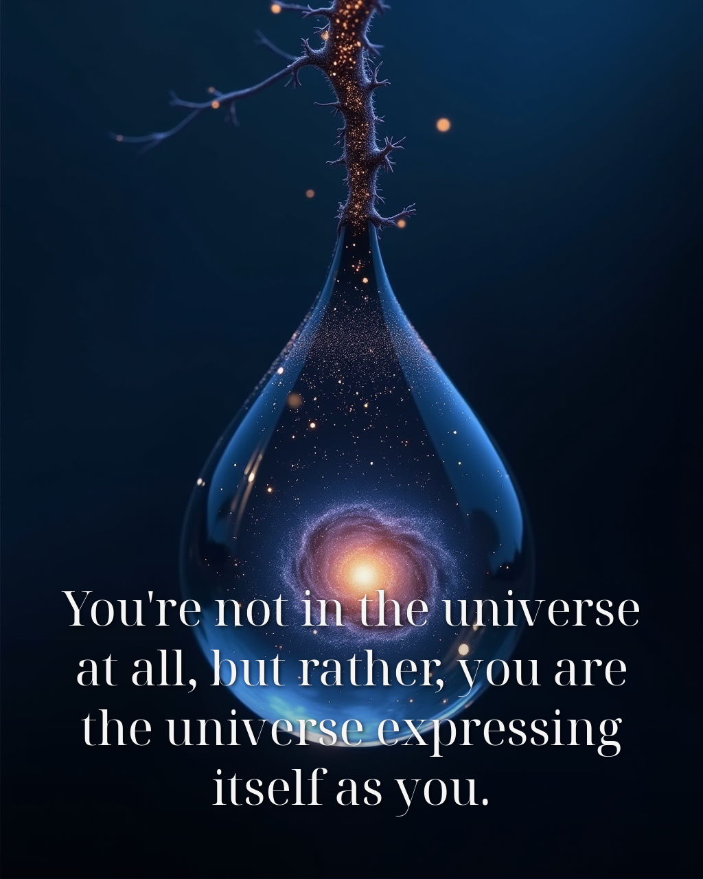 You're not in the universe at all, but rather, you are the universe expressing itself as you.