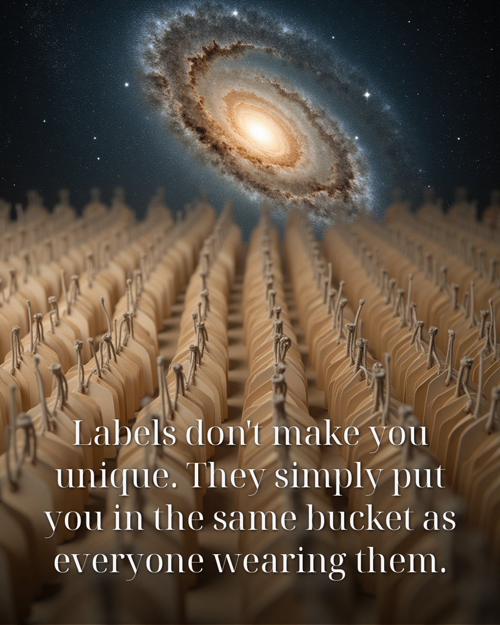 But labels are not really "you," and they don't make you unique. They simply put you into the same buckets as other people with those labels.