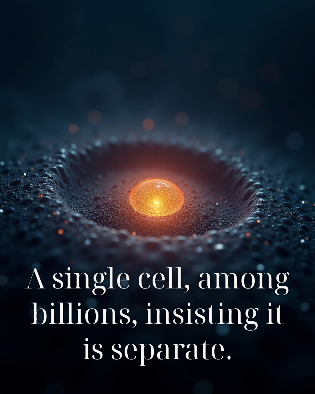 A single cell, among billions, insisting it is separate.