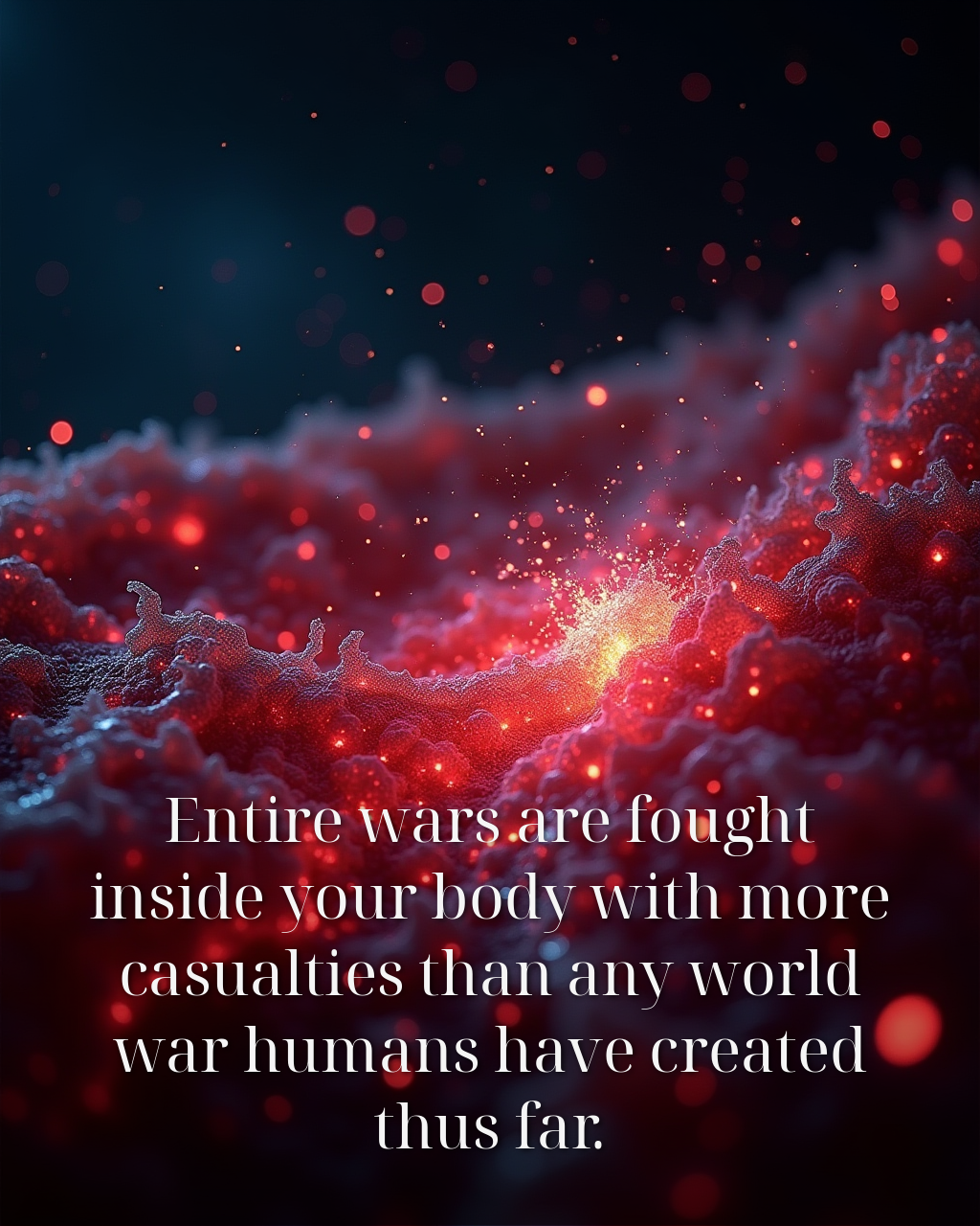 Entire wars are fought inside your body with more casualties than any world war humans have created thus far.